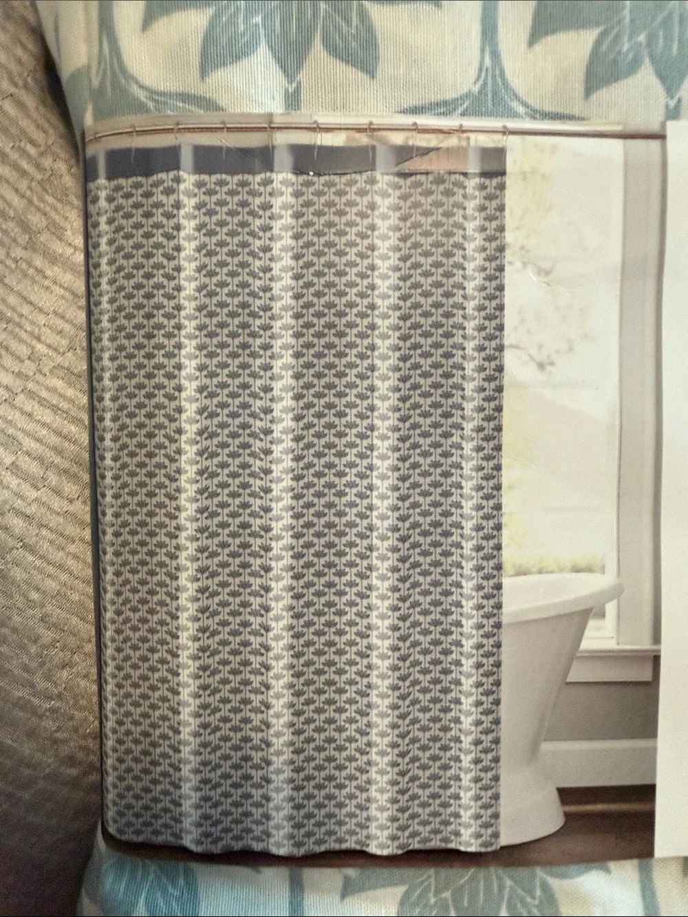 Novogratz By Utica Blue Floral Cotton Shower Curtain - cotton
